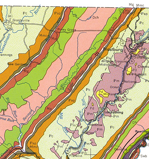 Geologic Map of Garrett  County, Northeast